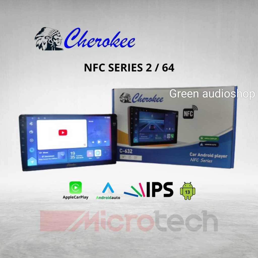 Head Unit Android 9/10 Inch Cherokee NFC Series Ram 2/64GB