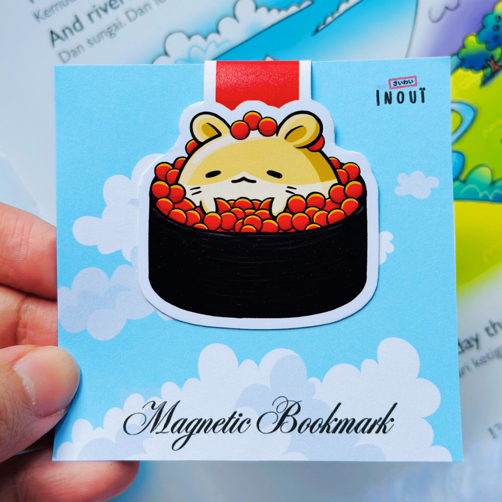 

Magnetic Bookmark Tobiko Sushi Hamster - Pembatas Buku Karakter Lucu Tikus