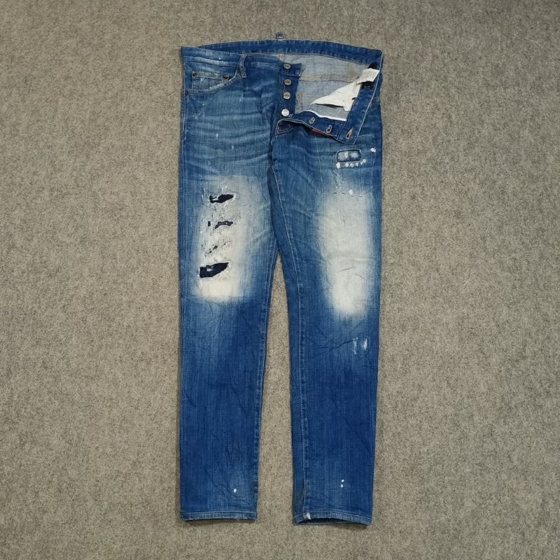 celana ripped jeans panjang pria DSQUARED size 34 second skinny jeans