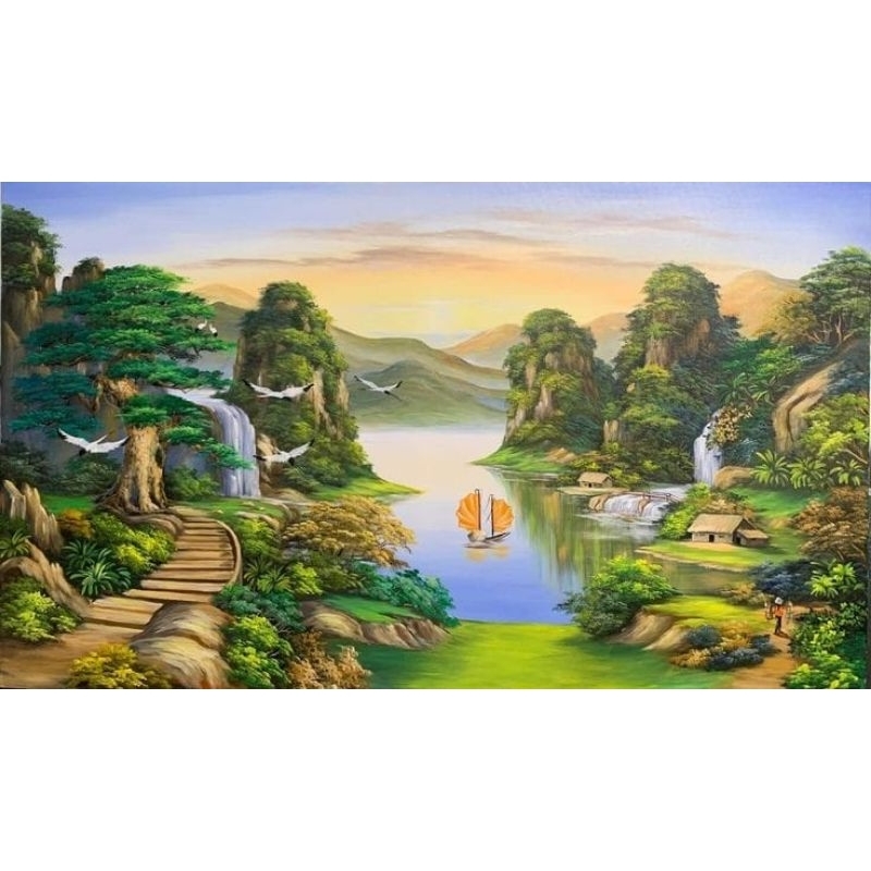 poster cetak jumbo pemandangan desa dinding pemandangan desa macam macam ukuran