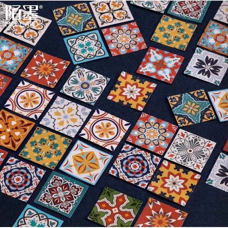 

[yaestage] 46Pcs RETRO TILES Deco Sticker DIY Scrapbook Stiker Jurnal Diary Planner Kotak