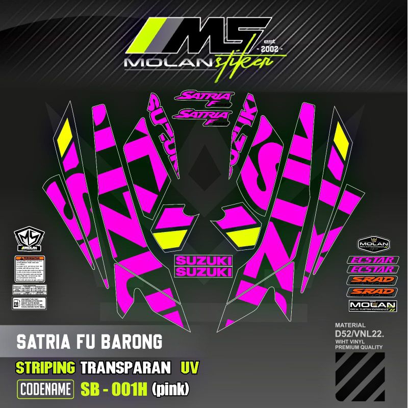 Decal Sticker Striping Variasi Transparan Uv Satria Fu Barong Livery Ecstar Raider R Suzuki Satria F