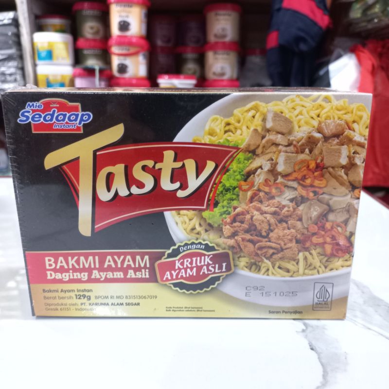 

SEDAAP/Tasty/Bakmi Ayam/ Mie Instan/ Daging Ayam Asli Kemasan 129gr