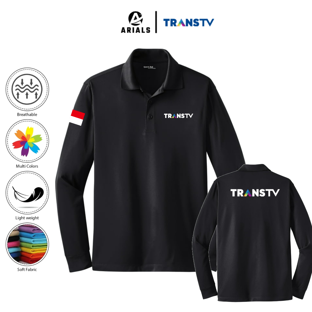 Arials Polo shirt Baju Kaos Kerah Lengan Panjang Crew TransTV