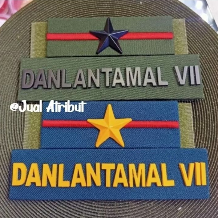 Pangkat topi komando PDH PDL TNI AD AL AU Bintang 1 Logam & Papan nama topi akrilik