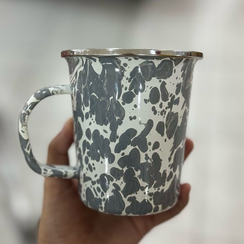 Latte Mug Enamel - 9 cm Warna Dark Grey