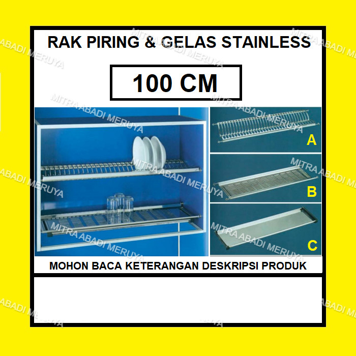 Rak Piring & Gelas Stainless Kitchen Kabinet Dish Rack 100cm