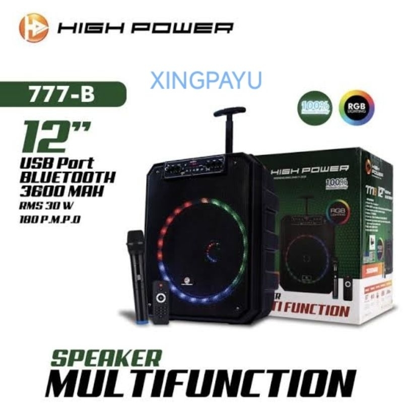 Speaker Portable Bluetooth 12 inch HighPower 777-B
