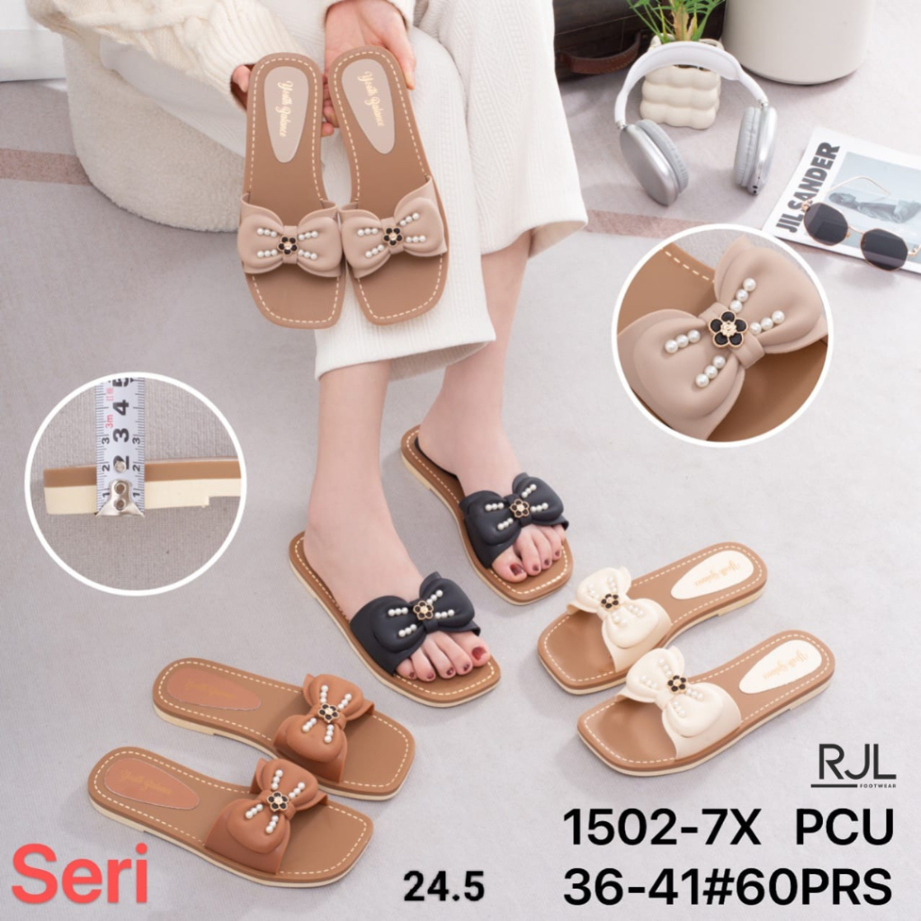 Sandal Fashion Import Jelly Karet Wanita Teplek Slop Pita BALANCE 1502-7X