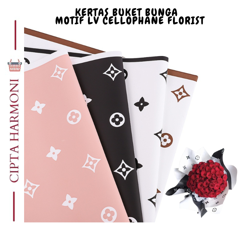

20 LEMBAR KERTAS BUKET BUNGA MOTIF LV CELLOPHANE FLOWER WRAPPING PAPER/ KERTAS KADO KB053
