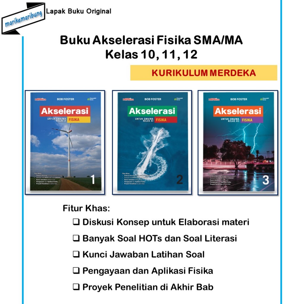 Buku Akselerasi Fisika SMA/MA Kelas 10, 11, 12 Kurikulum Merdeka