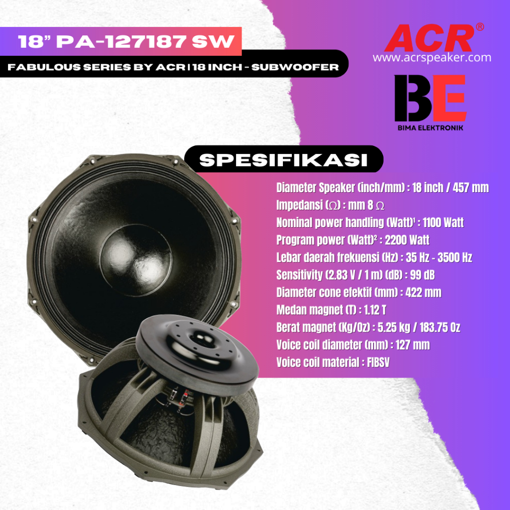 ORIGINAL PRODUK SPEAKER 18” PA-127187 SW