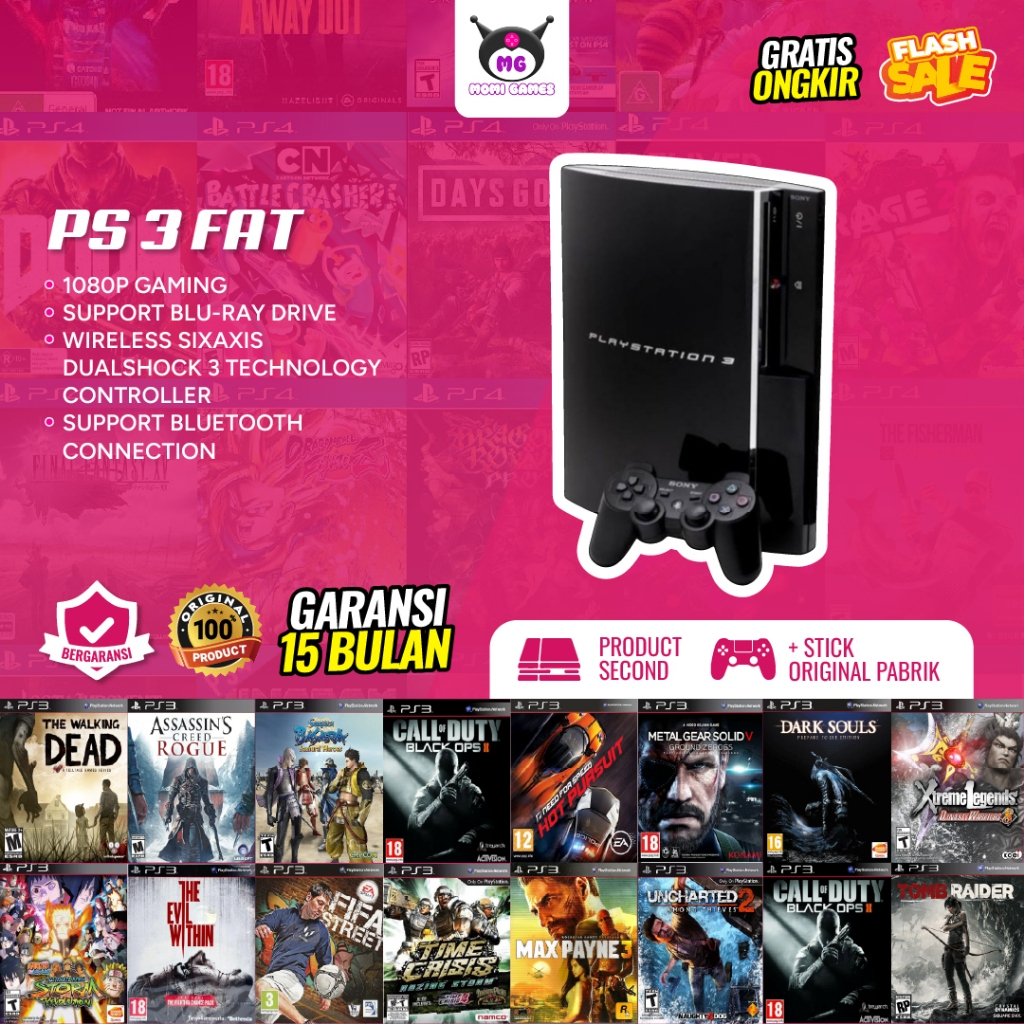 PS3 PS 3 Fat CHH  500GB 320GB 250GB 160GB Free Games Garansi