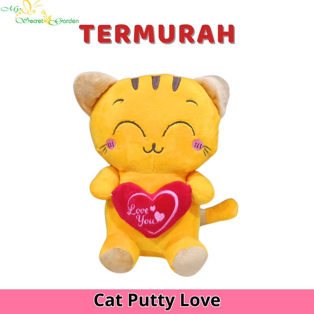Boneka kucing imut / Boneka kuning kucing size s / Boneka kucing love imut 10936 | TERMURAH
