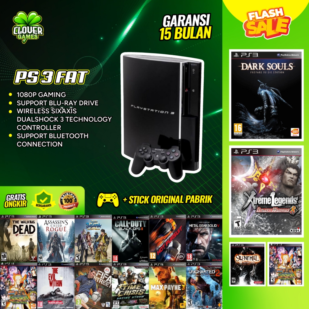 PS3 PS 3 Fat CHH CHL Sony Second Kapasitas 160GB 250GB 320GB 500GB Free Games Garansi