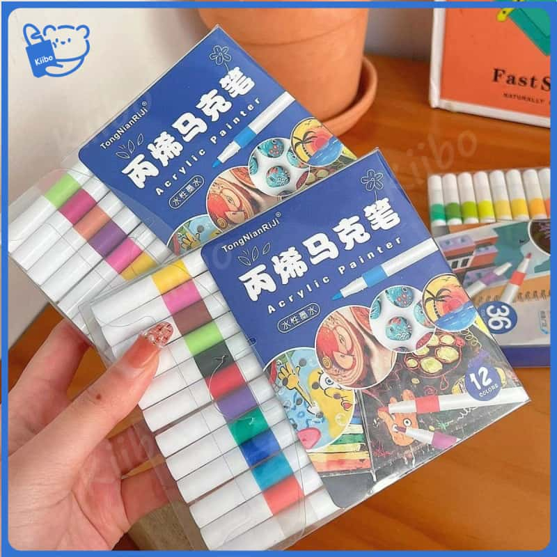 

【Ready Stock】Pen Akrilik Marker Warna Cepat Kering Tahan Air / Spidol Acrylic Painter / Menggambar Kreativitas Seni Edukasi Anak 36/48/60/80warna