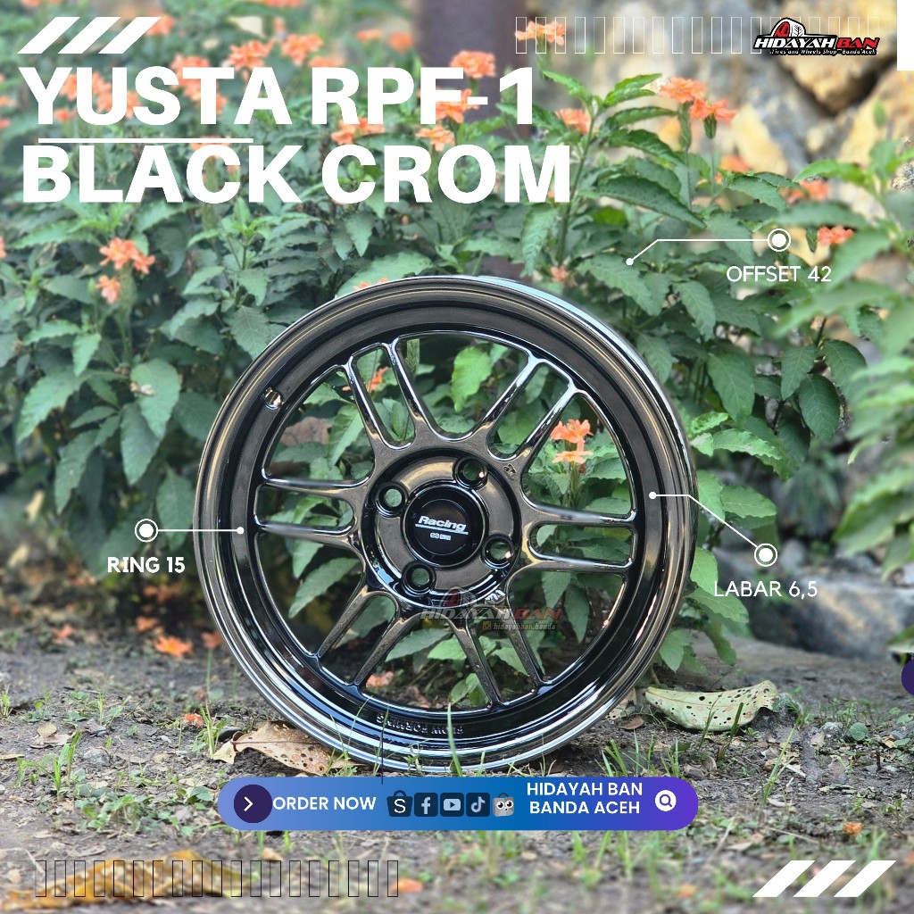 VELG ENKEI YUSTA RPF-1 BLACK CROM RING 15 PCD 4X100 ET 42