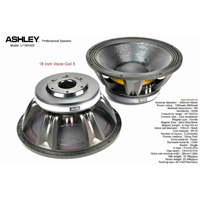 KOMPONEN SPEAKER ASHLEY LF18V500 18 INCH VOICE COIL 5