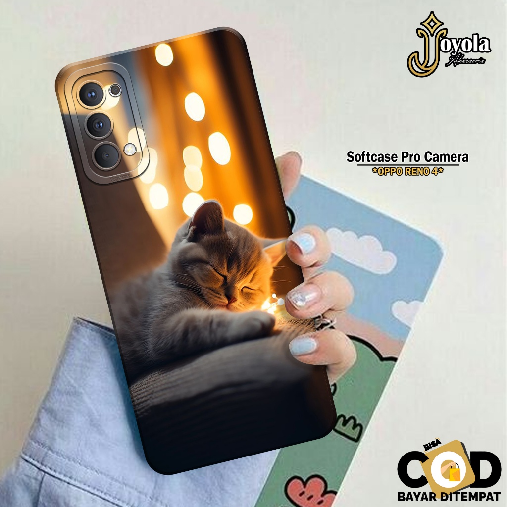 JOYOLA Case OPPO RENO 4 - Fashion Case Kucing - Softcase OPPO RENO 4 - Pro Camera - Casing OPPO RENO