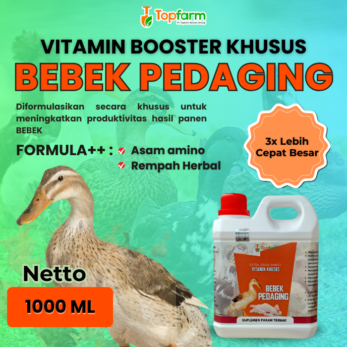 Vitamin Penggemuk Bebek 1LITER/ Vitamin Bebek Pedaging/ Suplamen Bebek Pedaging/ Vitamin Booster Ter