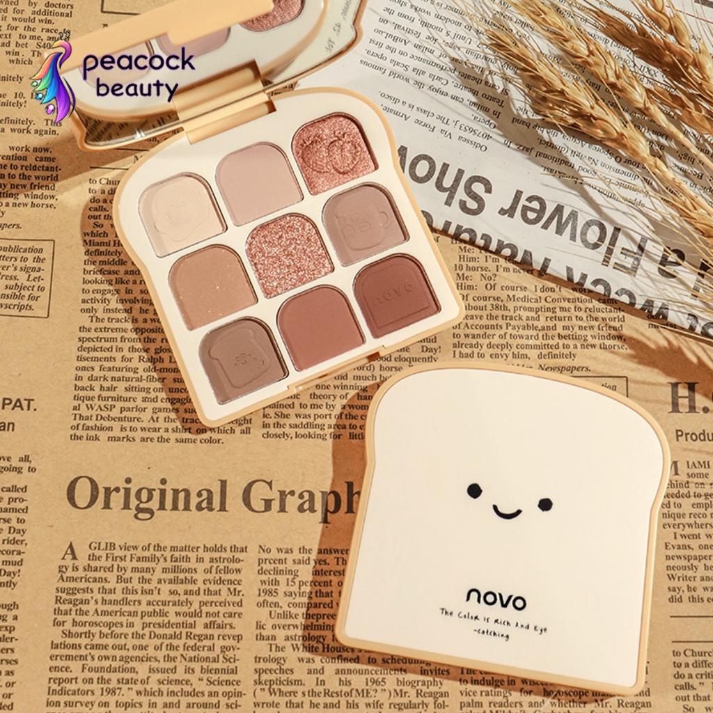 [PEACOCK] NOVO EYESHADOW ROTI GLITTER MATTE | EYSHADOW BREAD Sunny Soft Toast Powder Eyeshadow Palet