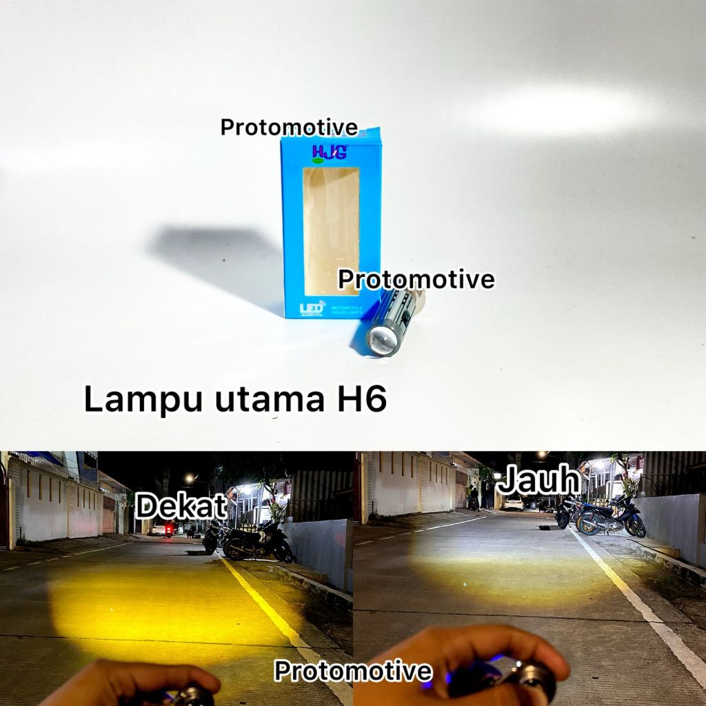 HJG Lampu Utama Led H6 senja biru + kipas High low  putih kuning