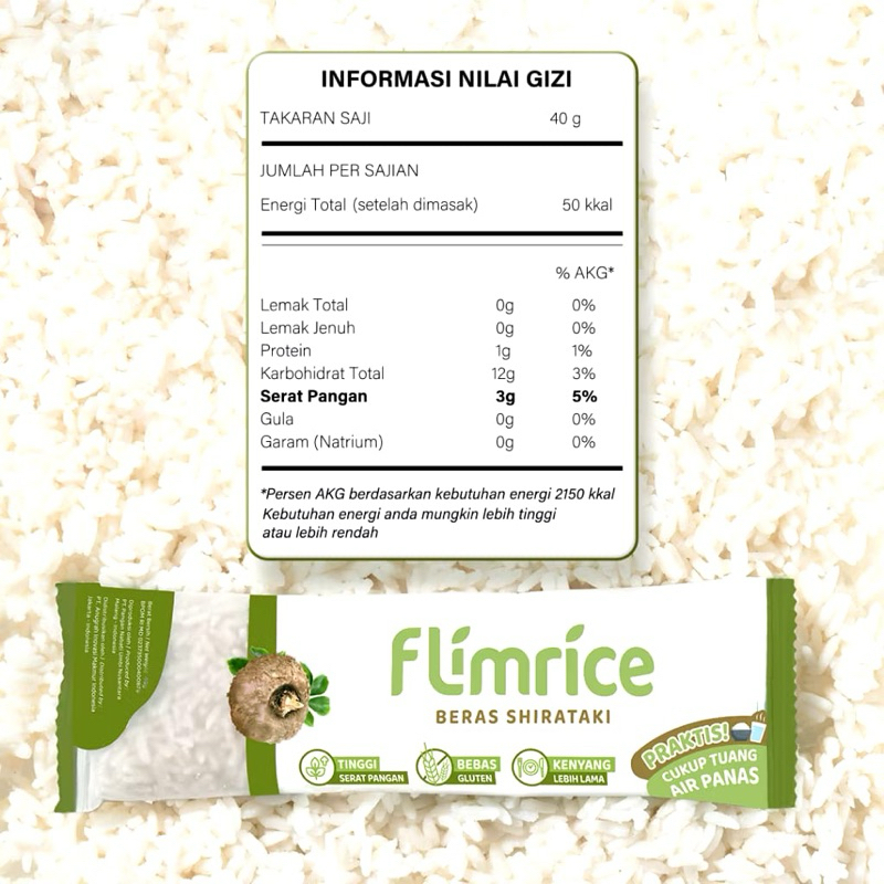 

1 Sachet Flimrice Nasi Shirataki (Nasi Diet) Original