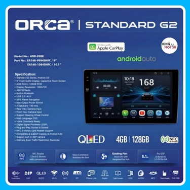 Head Unit Android Orca Standart Series G2 9 & 10" ADR-9988 DSP Voice Command Ram 4/128GB ORCA ADR-99