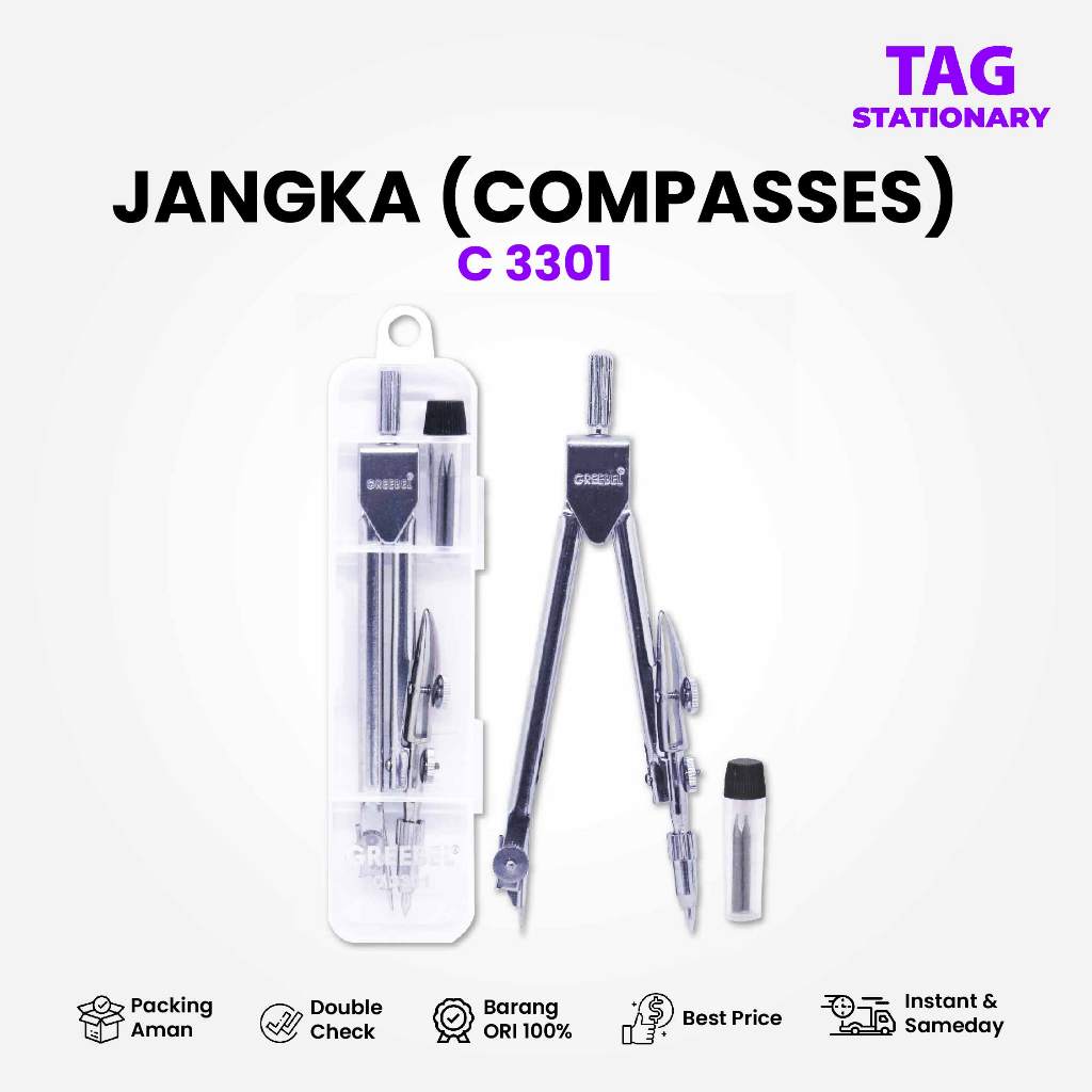 

GREEBEL Jangka Set / Jangka Besi Warna Plus isi Pensil C 3301 / Math Set / Timur Agung Grosir
