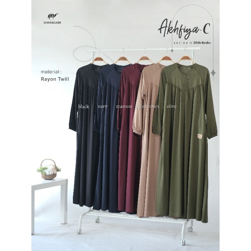 Gamis Dhikr Akhfiya C series - Gamis Rayon Twill Premium - Gamis Daily kerut dada
