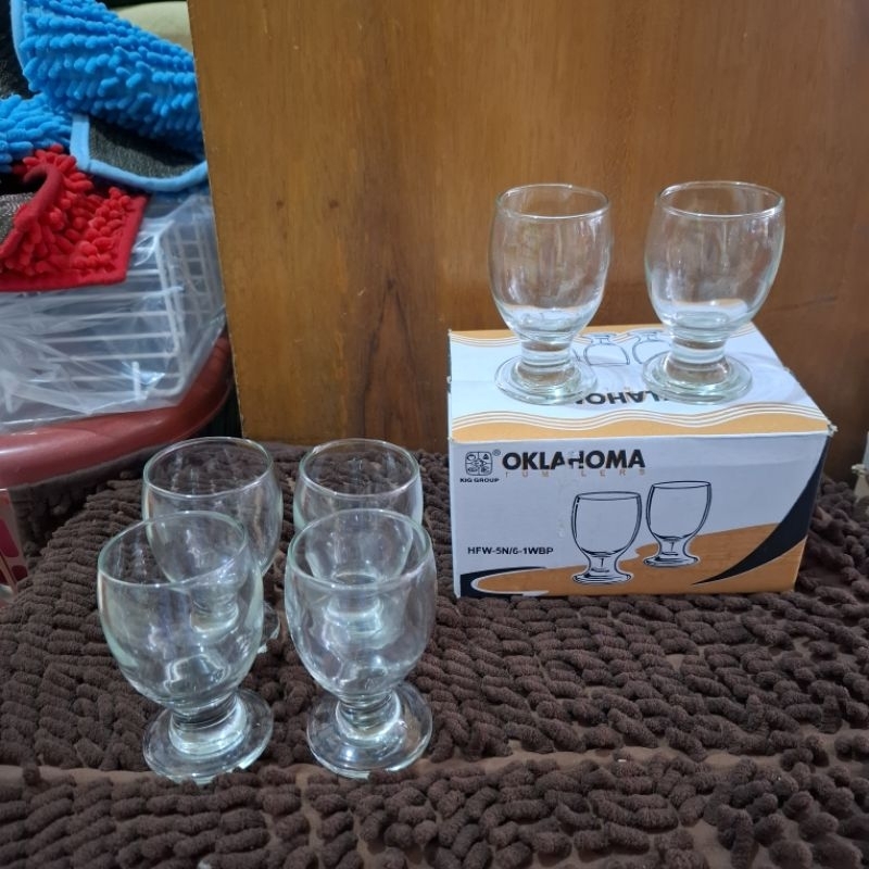 Gelas kaki/Gelas kaca kecil oklahoma/Gelas wine(Perkotak isi 6 pcs)