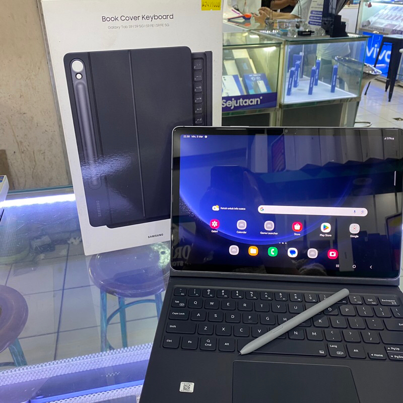 Book cover keyboard original samsung tab s9 s9 Fe second bekas pakai