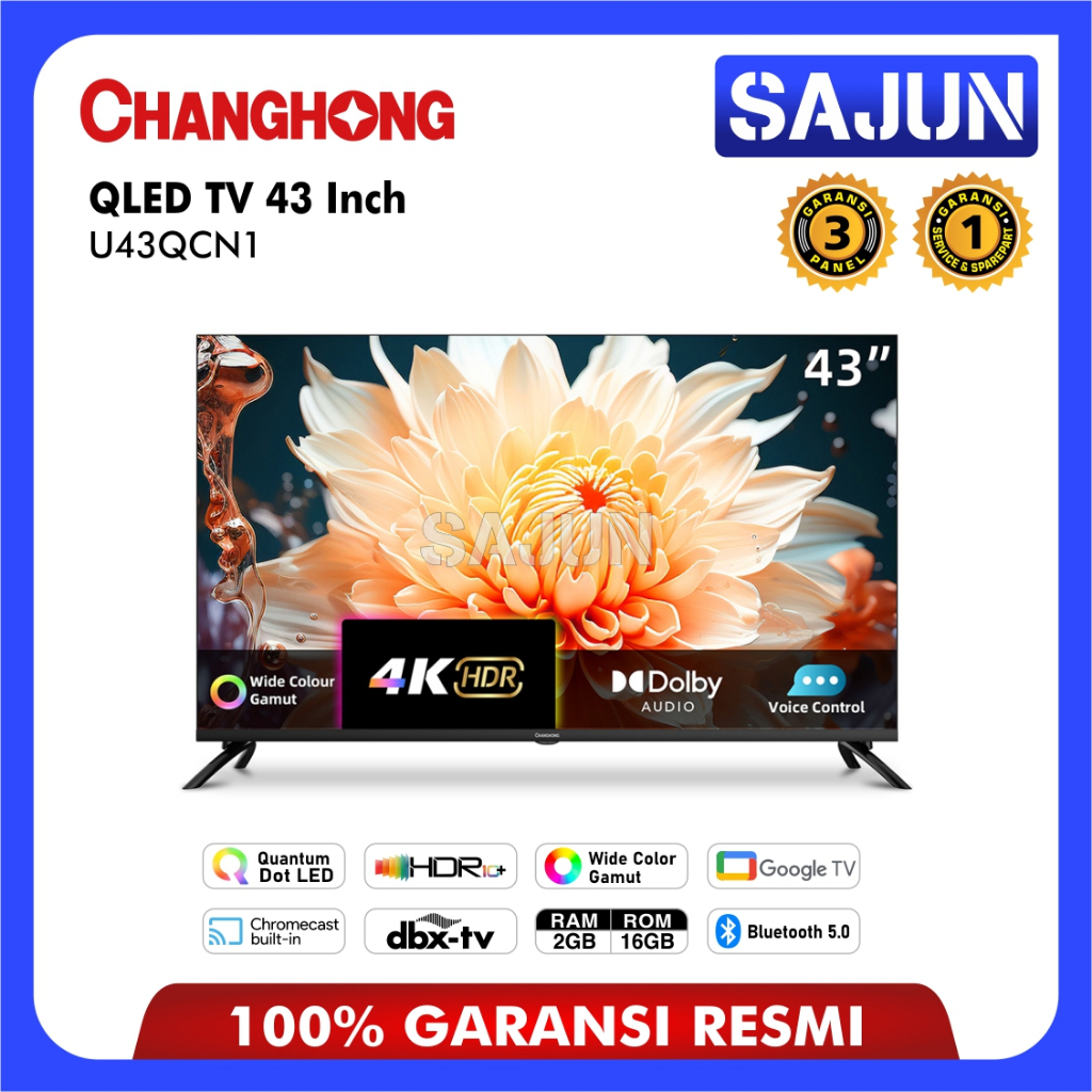 Changhong QLED TV 4K 43inch Google Smart TV Digital TV (U43QCN1)
