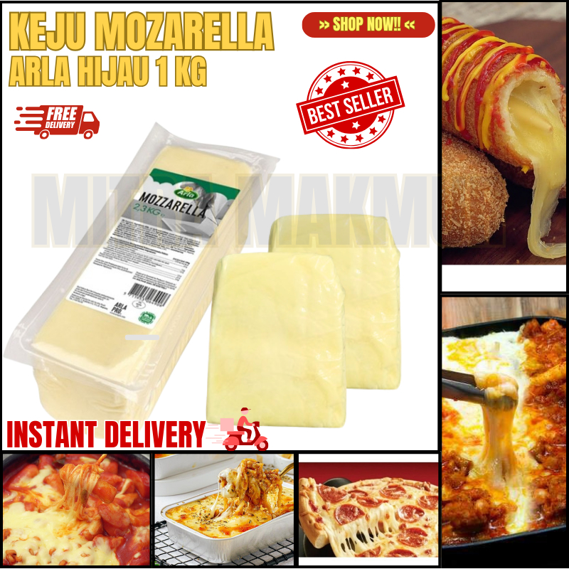 

Keju Mozarella Arla Hijau 1 kg (Premium Lebih Gurih) Mulur Cheese Mozarella Lumer/Murah/Terlaris