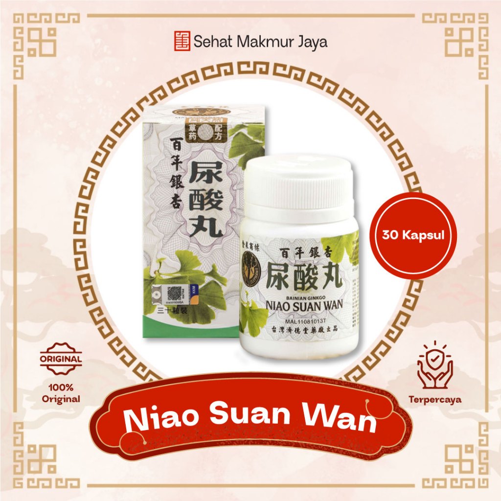 Obat Asam Urat Niao Suan Wan Original Isi 30 Kapsul - Niao Suan Wan Bainian Ginkgo