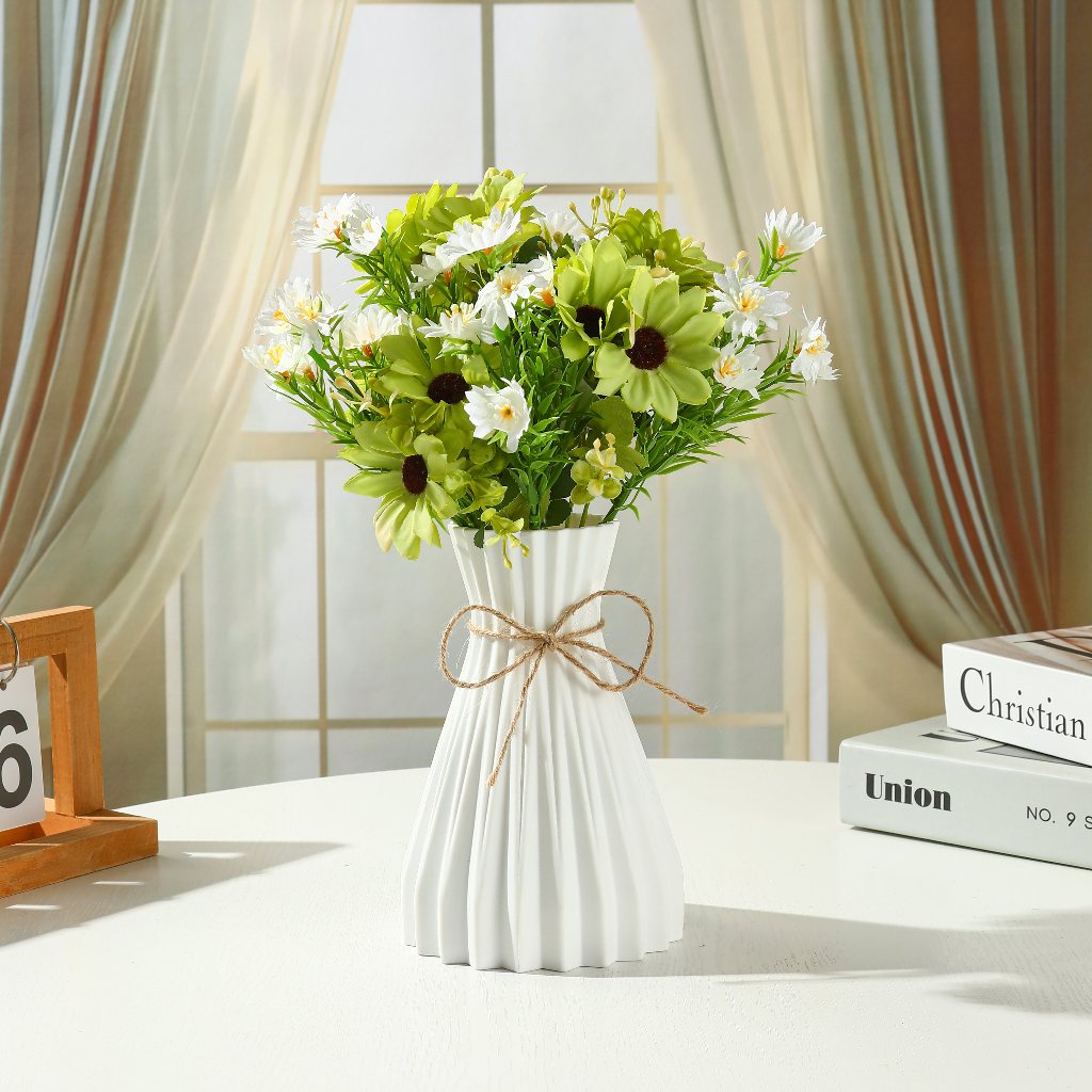 Set Vas Bunga Plastik Kombinasi/Bunga Hias Plastik/Bunga Hiasan Ruang Tamu/Bunga Hiasan Meja Makan