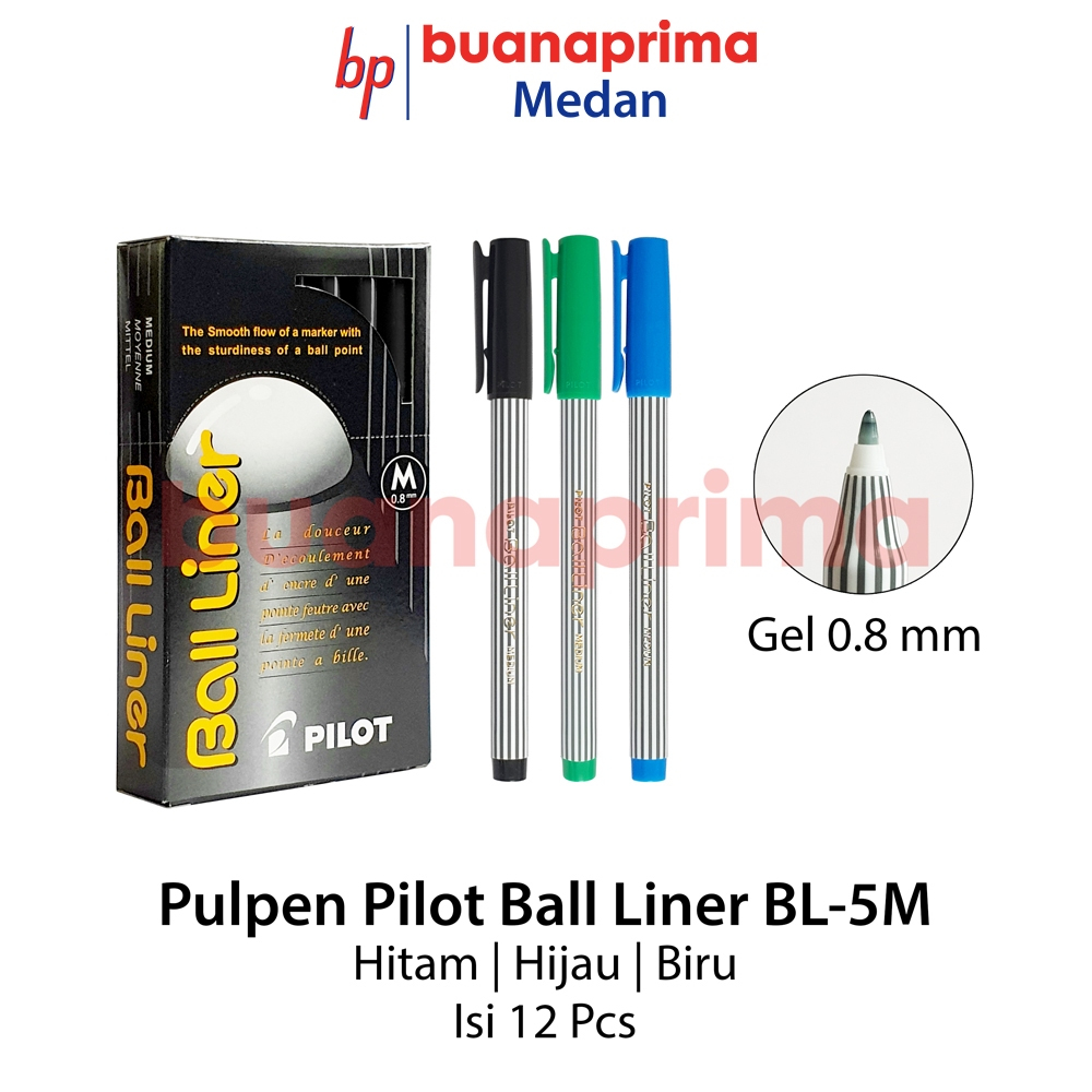 

Pulpen PILOT BALLINER M isi 12 pcs 0.8 mm Tanda Tangan Cair Hitam Biru Hijau Medium