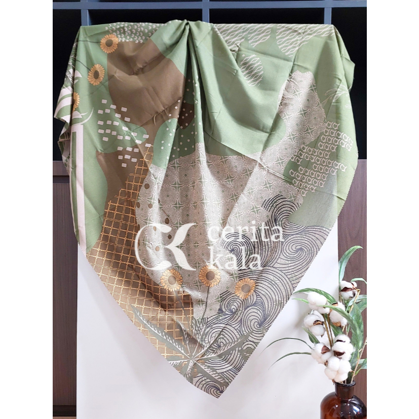 Hijab Scarf Motif Bunga Modern Voal Laser Cut Segiempat