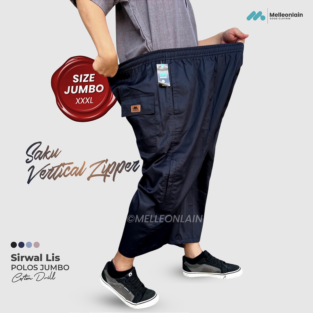 Sirwal LIS JUMBO Celana Sirwal Polos List Chino Big Size Kekinian Pria
