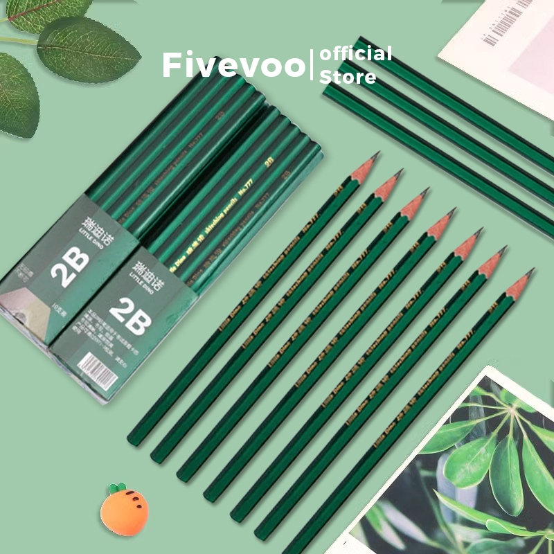 

FIVEVOO Pensil 2B HB Pensil Tulis Sekolah 10 pcs / Pensil Ujian / Pensil Sketsa /Charcoal Pensil Set