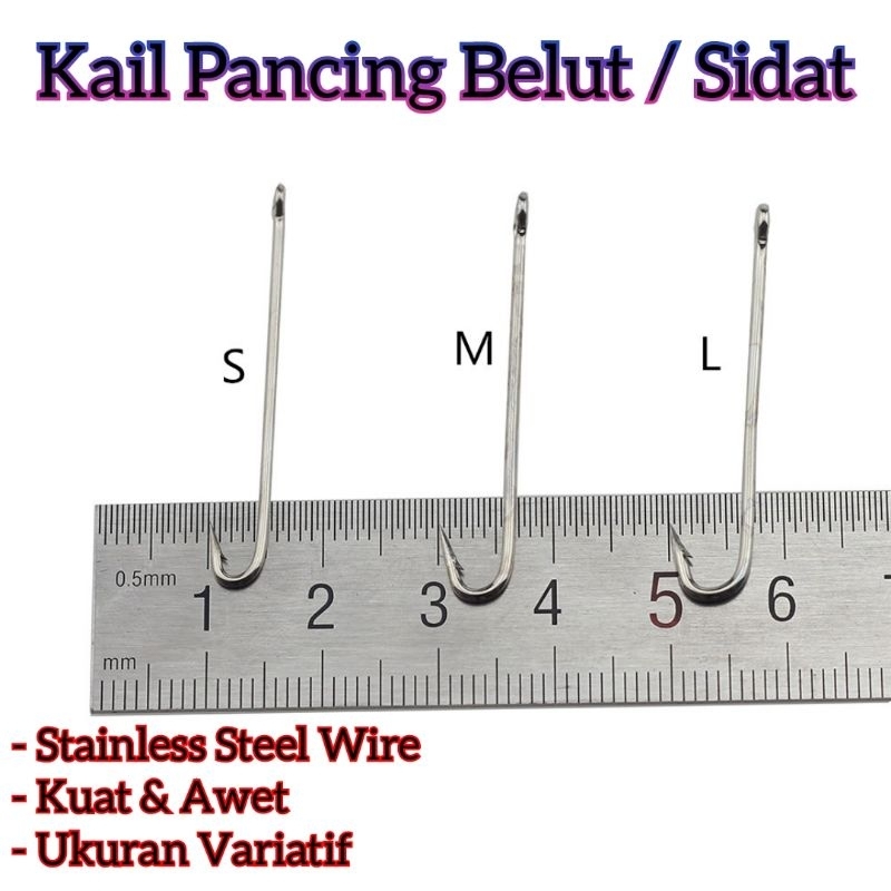 50pc Kail Pancing Belut Ngurek Belut Sidat Stainless Steel