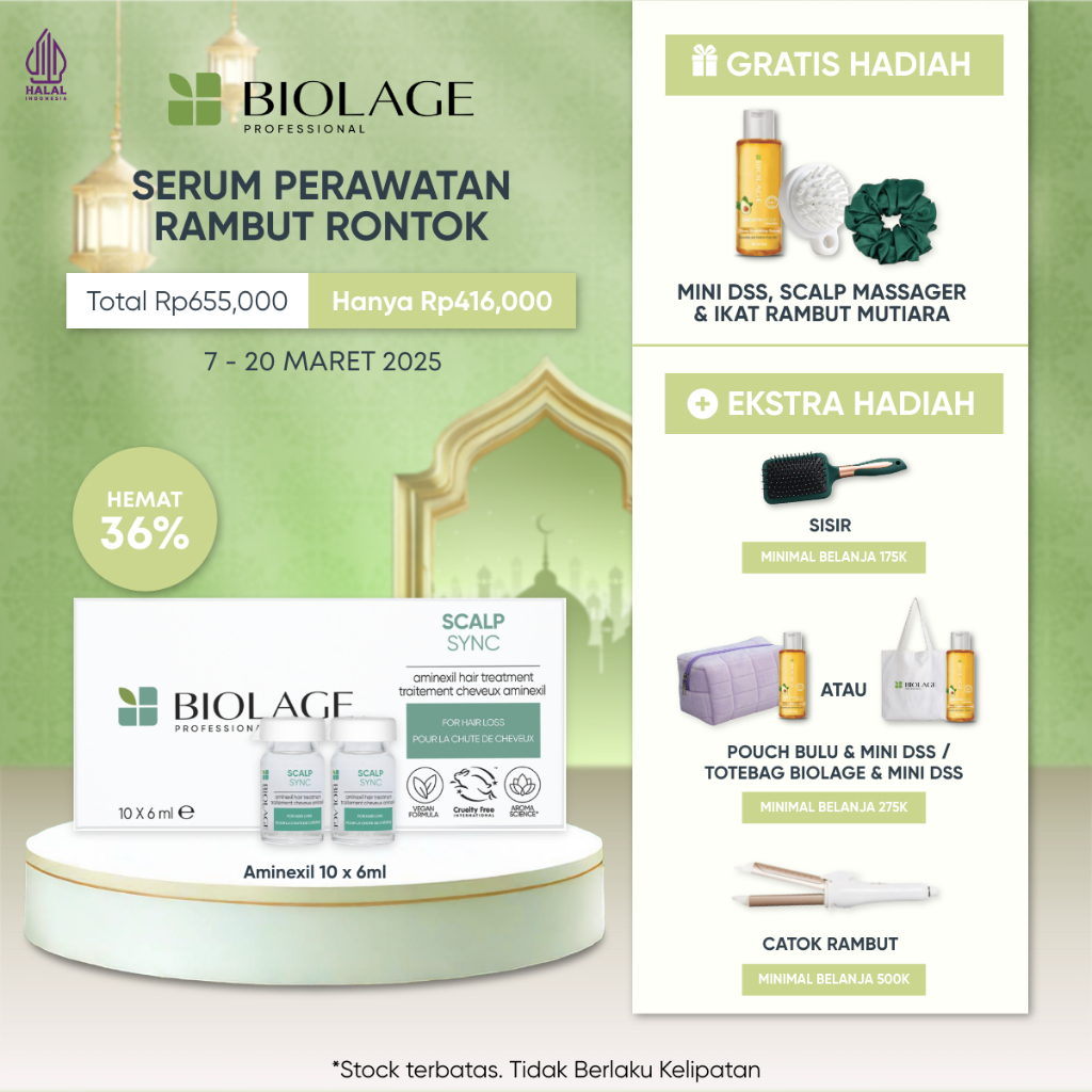 Biolage Scalpsync Aminexil 10 x 6ml - Serum Professional Perawatan Rambut Rontok