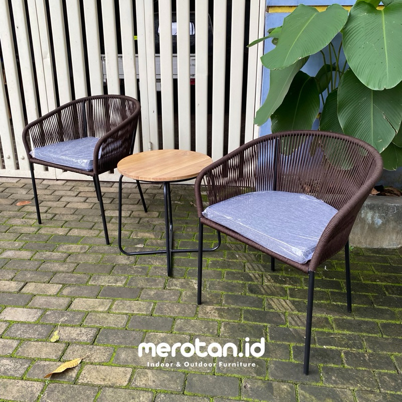 Set Kursi Teras Anyaman Tali Rope / Kursi Outdoor Anyaman Rope / Kursi Cafe Anyaman Rope