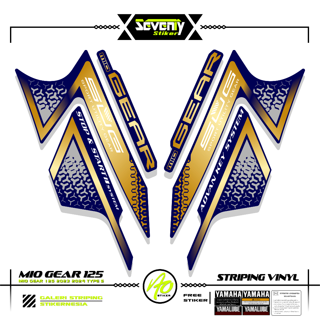 STRIPING YAMAHA GEAR 125 TYPE S MOTIF 4 STICKER GEAR 125 2023 2024 STIKER LIST MOTOR GEAR STANDAR