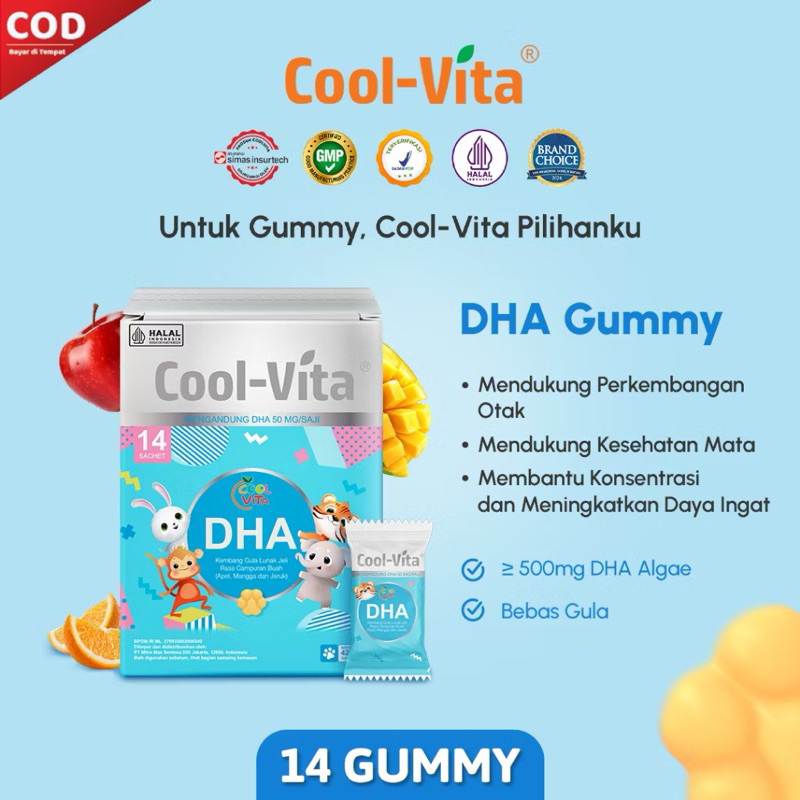 

Coolvita 1 Box DHA Gummy Rasa Apel, Mangga, dan Jeruk | Untuk si Kecil yang Aktif | Suplemen Kesehatan Otak 05/27