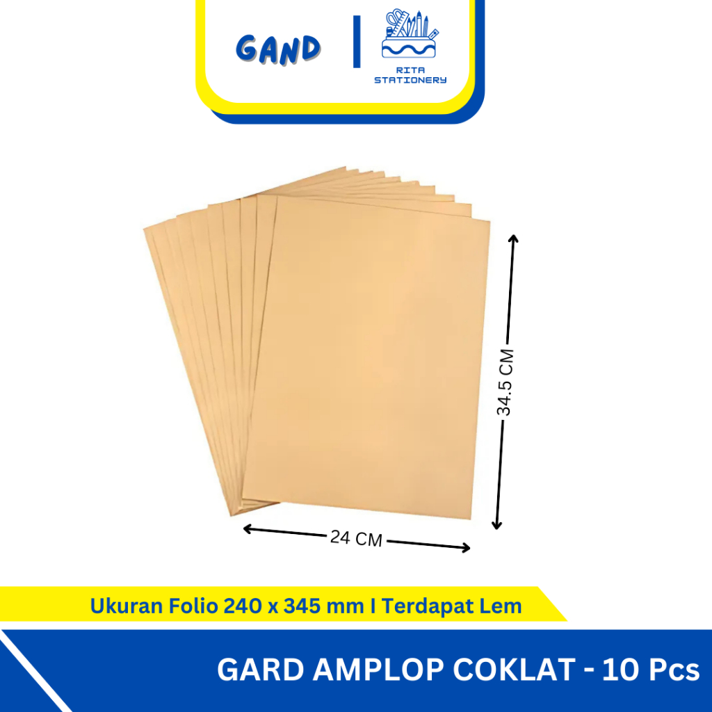 

Isi 10 Amplop Coklat Folio Gand with Seal / Lem / Perekat - Repack