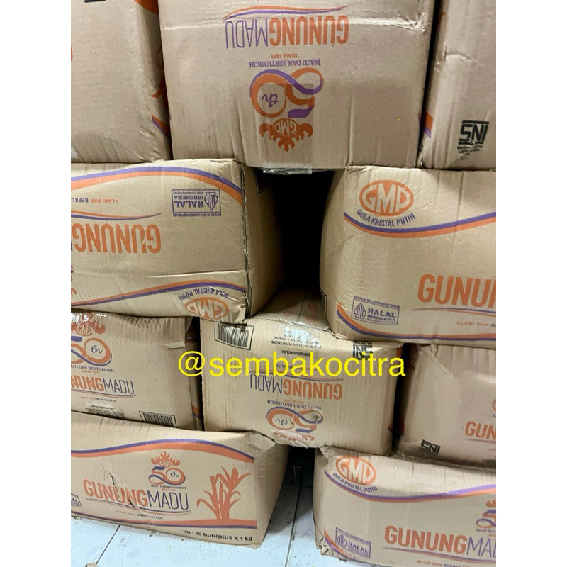 

Gula Pasir GMP KEMASAN DUS ukuran 1 KG isi 20 bungkus