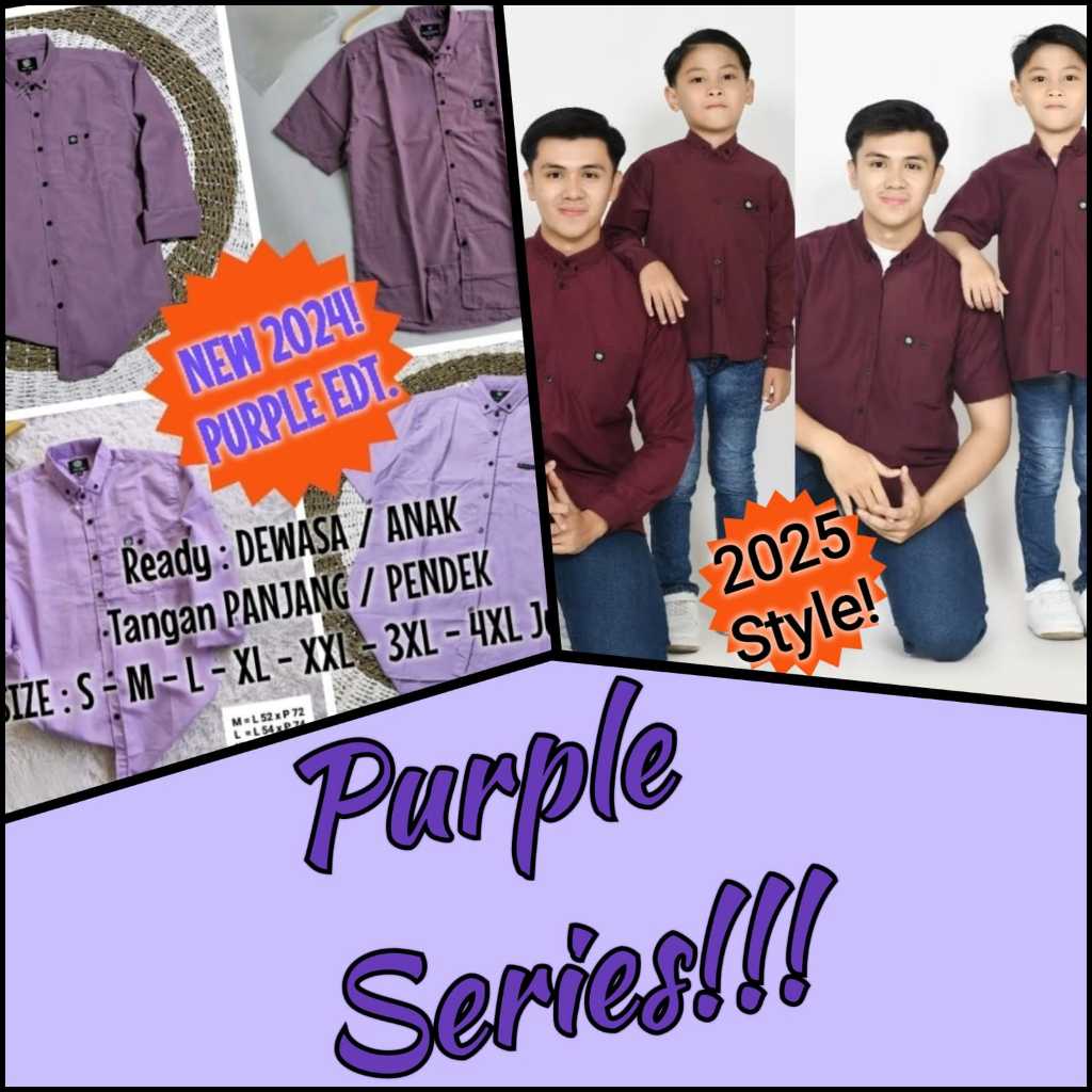 KOKO BIMO - BAJU KEMEJA KOKO KURTA KATUN DEWASA AYAH ANAK KERAH POLOS LENGAN TANGAN PANJANG PENDEK M