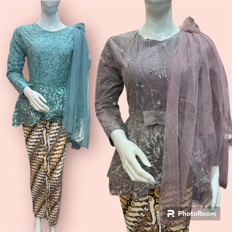 atasan kebaya tile model slayer pundak wisuda bridesmaid domas remaja dewasa lengan panjang ( muslim