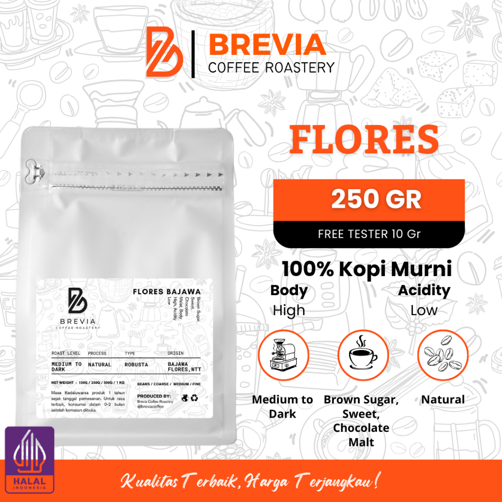 

KOPI ROBUSTA FLORES BUBUK MURNI BIJI PREMIUM 250gr - COFFEE ROAST BEAN TERMURAH